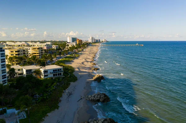 Foto Aérea Puesta Sol Sobre Playa — Foto de Stock