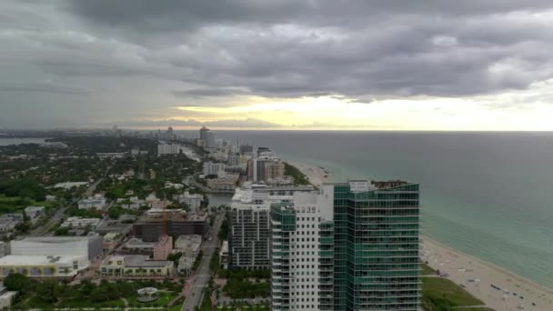 2020 Miami Beach Flygbilder Hotell Stranden — Stockvideo