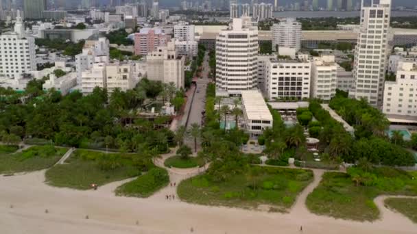 Miami Beach Usa Ottobre 2020 Aerial Flying Redbury Hotel Miami — Video Stock