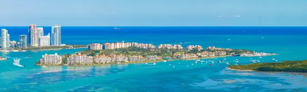 Панорама Воздуха Miami Beach Fisher Island West View 2024 Лицензионные Стоковые Фото