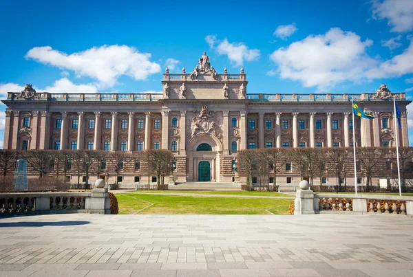 Swedish Parliament House Fachada Neoclásica Helgeandsholmen Estocolmo Suecia Europa —  Fotos de Stock