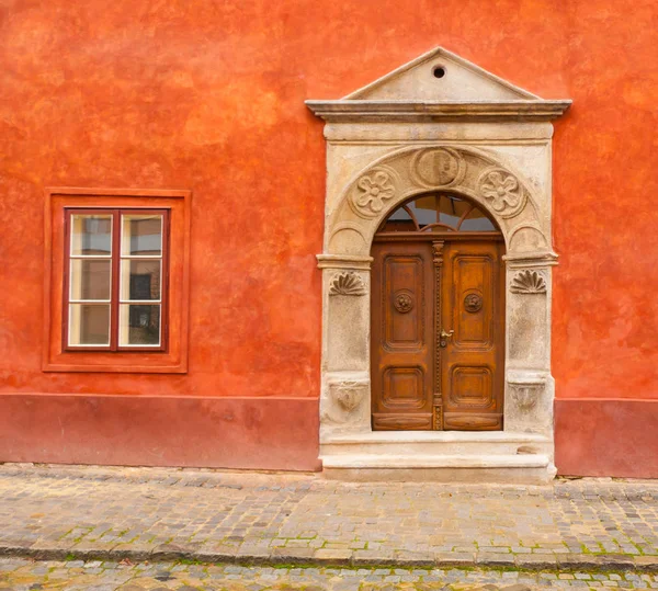 Antik Bejárat Piros Fal Középkori Város Cesky Krumlov Cseh Köztársaság — Stock Fotó