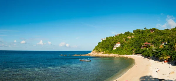 Panoramiczny Widok Piękną Odosobnioną Plażę Tao Tajlandia — Zdjęcie stockowe