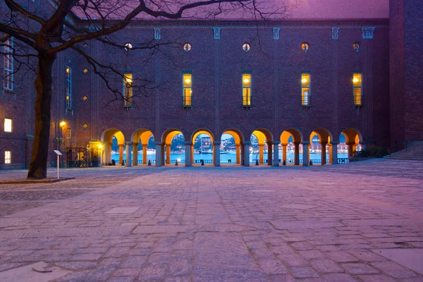 Двор Аркада Ратуши Вечером Стокгольм Швеция Европа — стоковое фото
