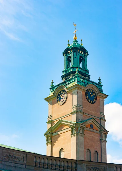 Függőleges Nézd Storkyrkan Torony Stockholm Svédország Európa — Stock Fotó