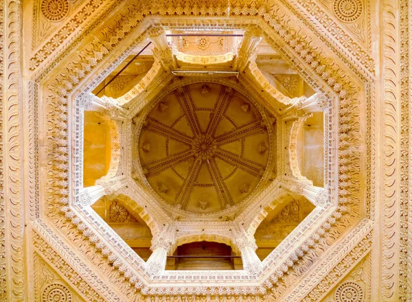 Detalhe Das Decorações Teto Cúpula Palácio Real Jaisalmer Rajasthan Índia — Fotografia de Stock