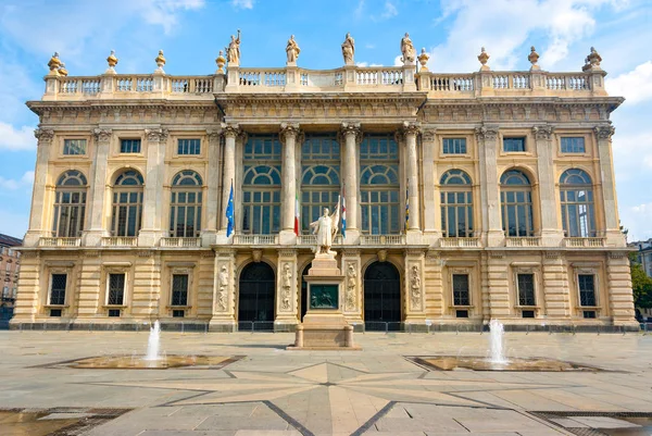 Fasada Palazzo Madama Piazza Castello Turyn Piemont Włochy — Zdjęcie stockowe