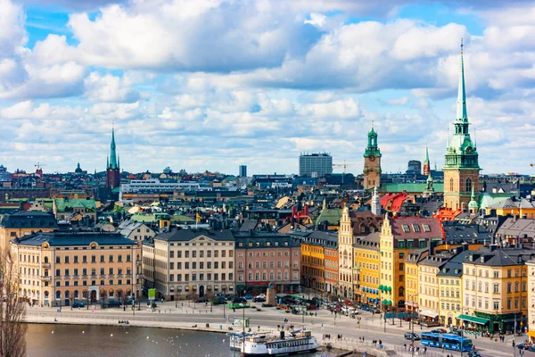 ヨーロッパ スウェーデンのストックホルム旧市街ガムラ スタン Kornhamnstorg の空撮 — ストック写真