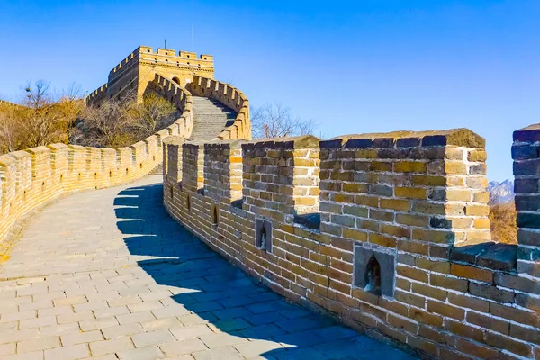 Schody Prowadzące Wieży Odrestaurowanym Dróg Wielkiego Muru Mutianyu Pobliżu Beijing — Zdjęcie stockowe