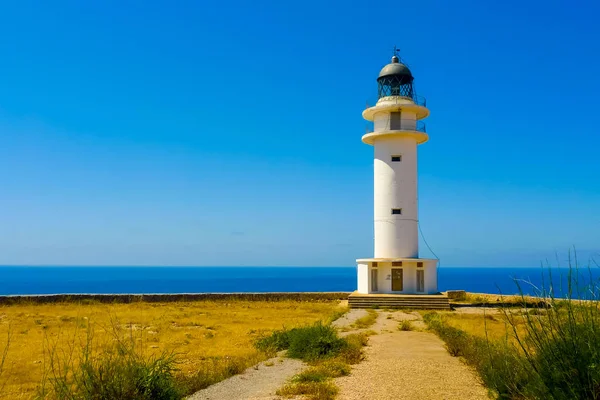 Widok Cap Barbaria Lighthouse Formentera Baleary Hiszpania — Zdjęcie stockowe