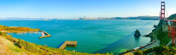 Panoramic View San Francisco Bay Golden Gate Bridge Vista Point — Stock Photo, Image