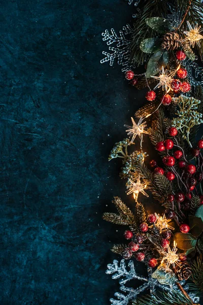 Vánoční Pozadí Slavnostní Výzdobou Jedle Místo Pro Text — Stock fotografie