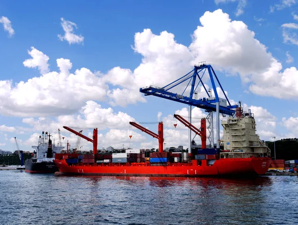 Setubal Portugal Mei 2011 Vrachtschepen Naast Het Lossen Van Lading — Stockfoto