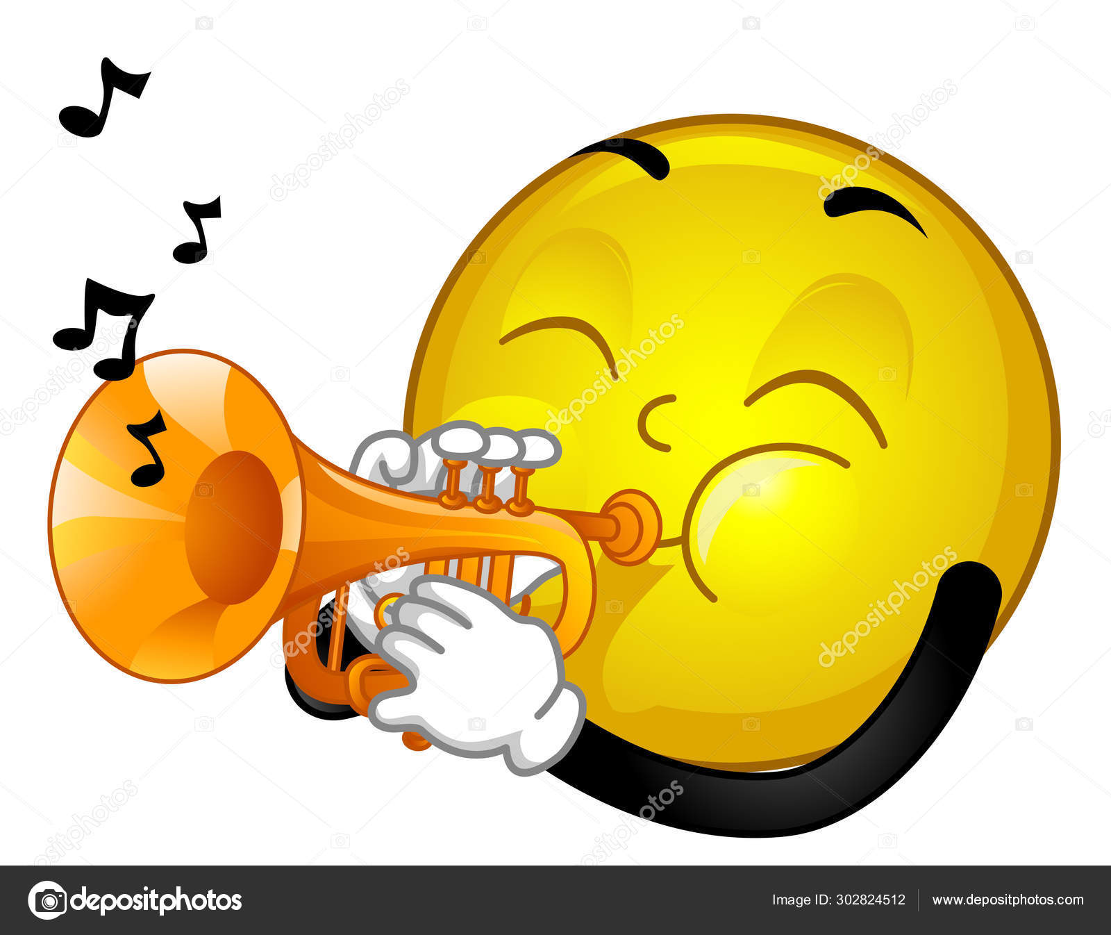 Mascot Smiley Trumpet Illustration Stock Photo by ©lenmdp 302824512