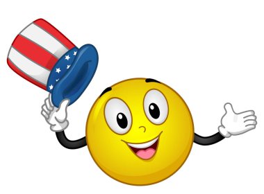 Maskot Smiley Amerikan Şapka İllüstrasyon