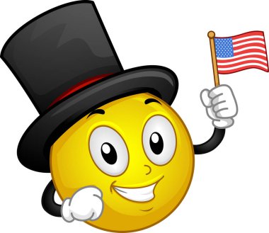 Maskot Smiley Amerikan Şapka Bayrağı İllüstrasyon