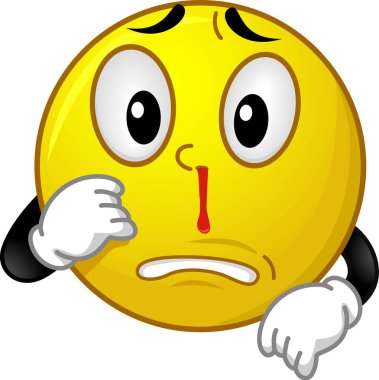 Maskot Smiley Burun Kanaması İllüstrasyon