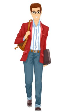 Man Preppy Moda Koleji İllüstrasyon