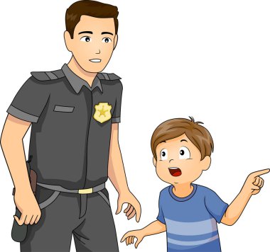 Man Kid Boy Polis Raporu İllüstrasyon