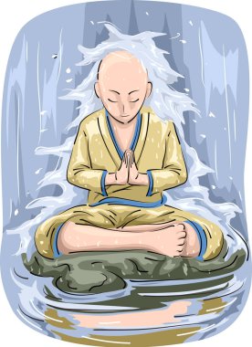 Man Meditasyon Falls İllüstrasyon