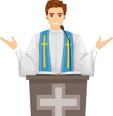 Man Priest Vaaz Kitle İllüstrasyon