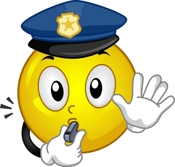 Mascot Smiley Police Whistle Stop Illustration — ストック写真