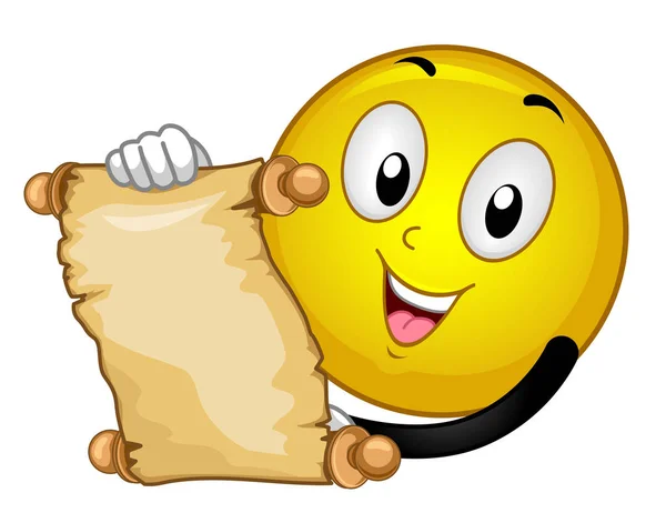 Mascote Smiley Scroll Ilustração — Fotografia de Stock