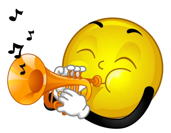 Maskot Smiley Trompet İllüstrasyon — Stok fotoğraf