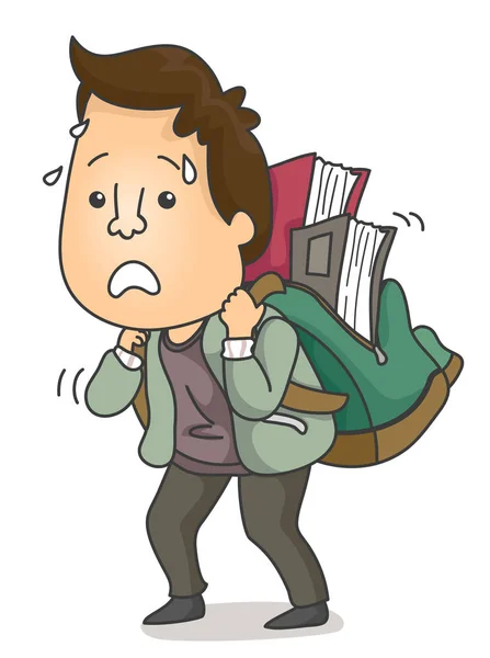 Man Books Bag Adult Learner Illustration — Stock Photo, Image