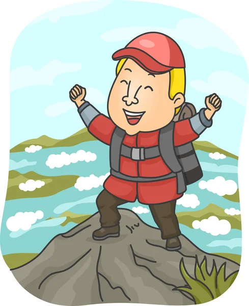 Homem Montanha Pico Ilustração — Fotografia de Stock