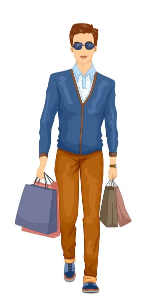 男人准备时尚购物插图 — 图库照片