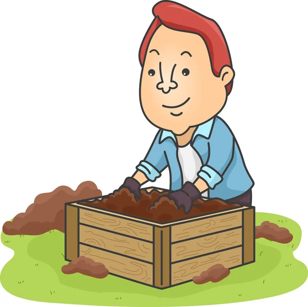 Man Prepare Compost Bin — Stock Photo, Image