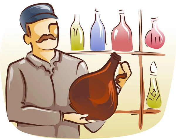 Man Glass Bottle Collector — Stock Photo, Image
