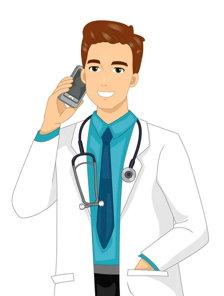 Hombre Doctor Call Mobile Illustration — Foto de Stock