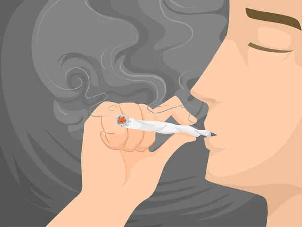 Homme Weed Smoking Illustration — Photo