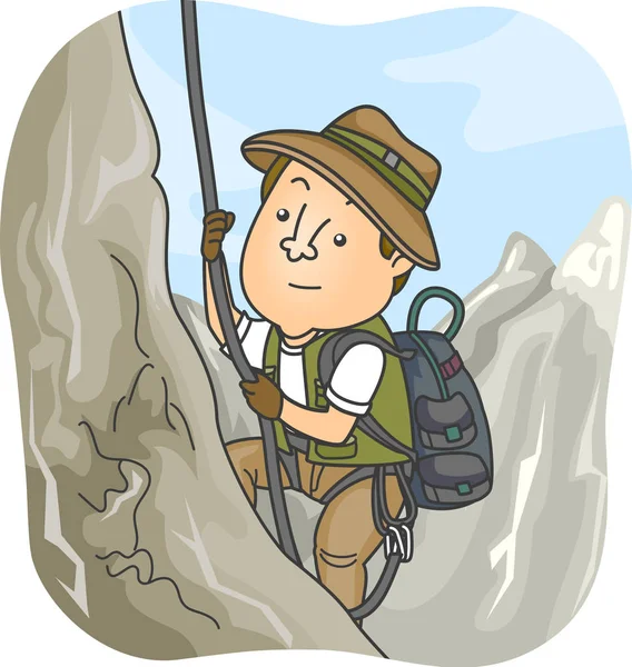 Man Explorer Berg klimmen illustratie — Stockfoto