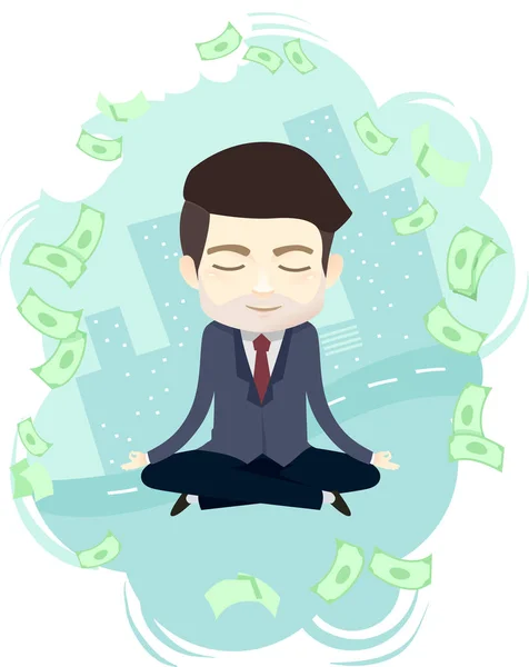 Man Money Meditação Ilustração — Fotografia de Stock