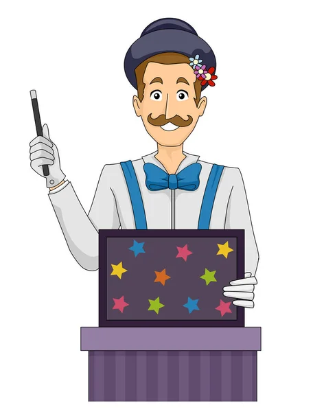 Man trollkarl Magic Box illustration — Stockfoto