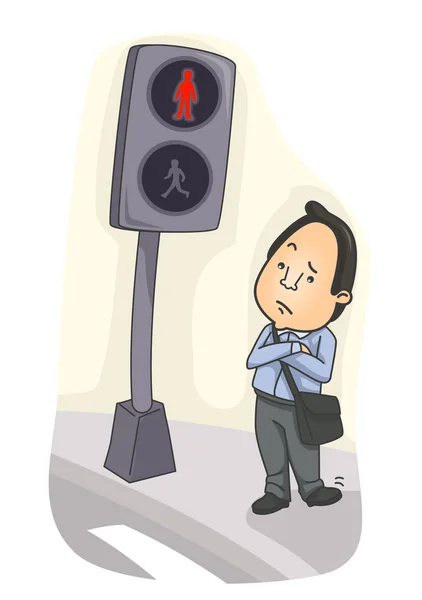 Man Pedestrian Waiting Illustration — Stock Photo, Image