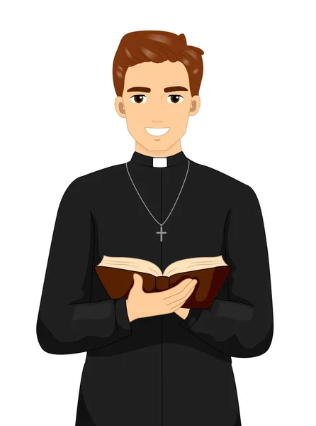 Mann Priester Bibel Buch Illustration — Stockfoto