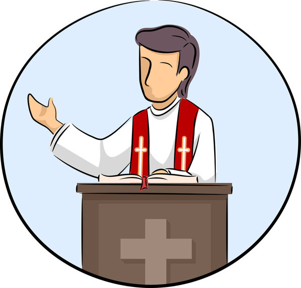 Man Priest Preach Illustration