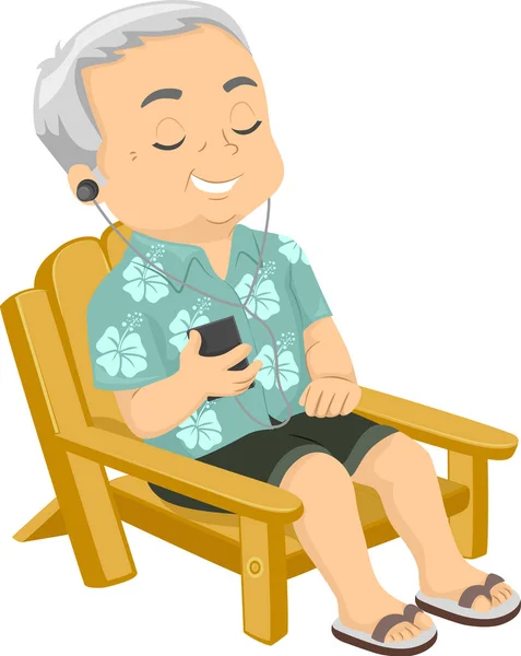 Senior man musik Sit Beach illustration — Stockfoto