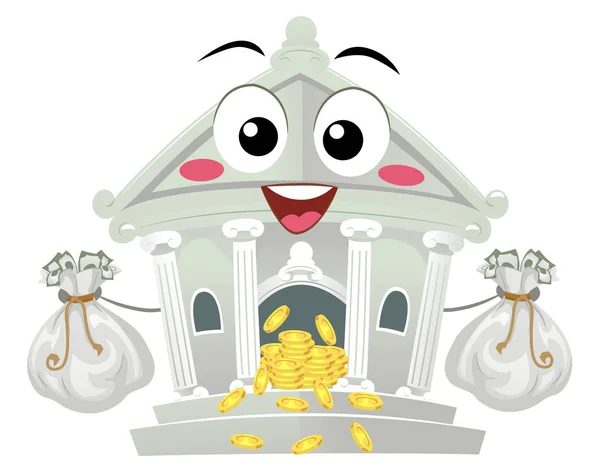 Mascotte de banque sacs d'argent Illustration — Photo