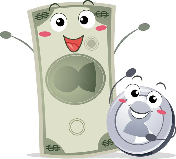 Money Coin maskotki Happy ilustracji — Zdjęcie stockowe