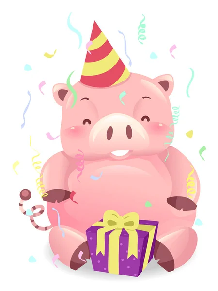 小猪银行机器人吉祥物生日储蓄 — 图库照片