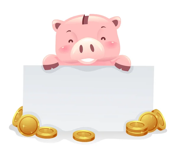 小猪银行机器人吉祥物硬币板插图 — 图库照片