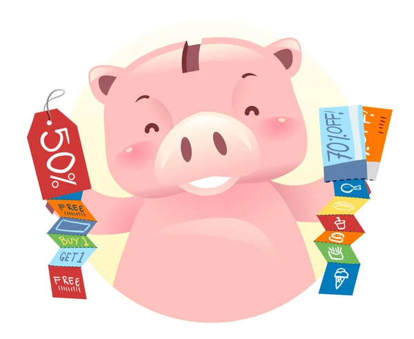 Piggy Bank robot Mascot kedvezmény kupon — Stock Fotó