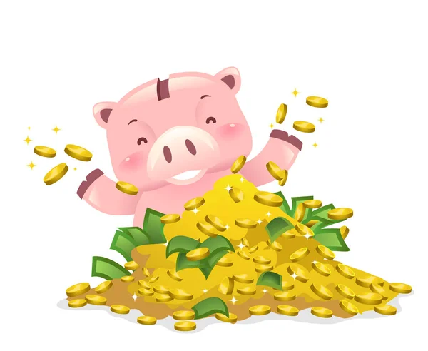 Piggy Bank Robot maskotka pieniądze szczęśliwy ilustracja — Zdjęcie stockowe
