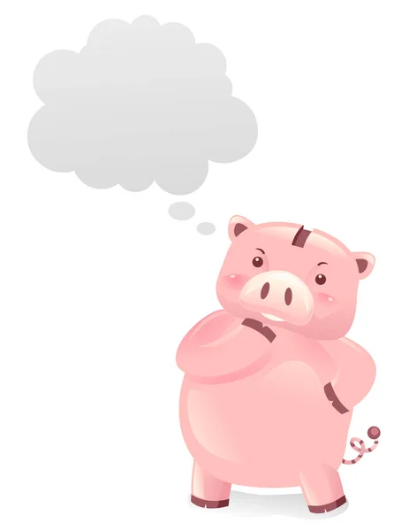 小猪银行机器人吉祥物思考插图 图库图片