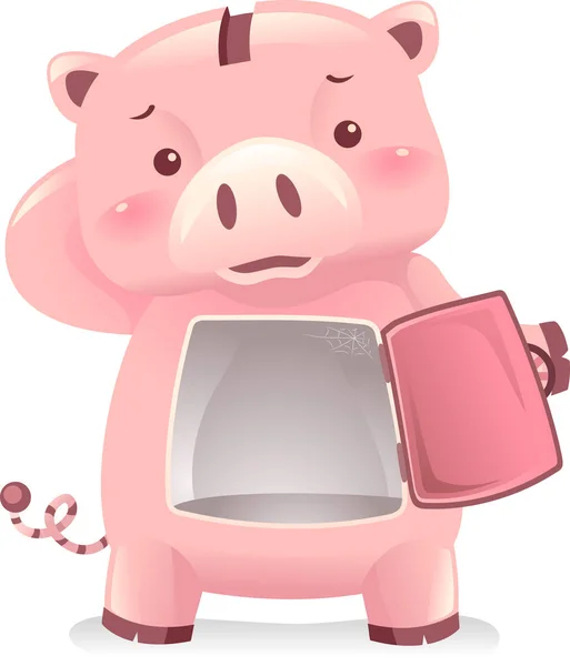 Piggy Bank Robot mascotte Nessun risparmio Illustrazione Foto Stock